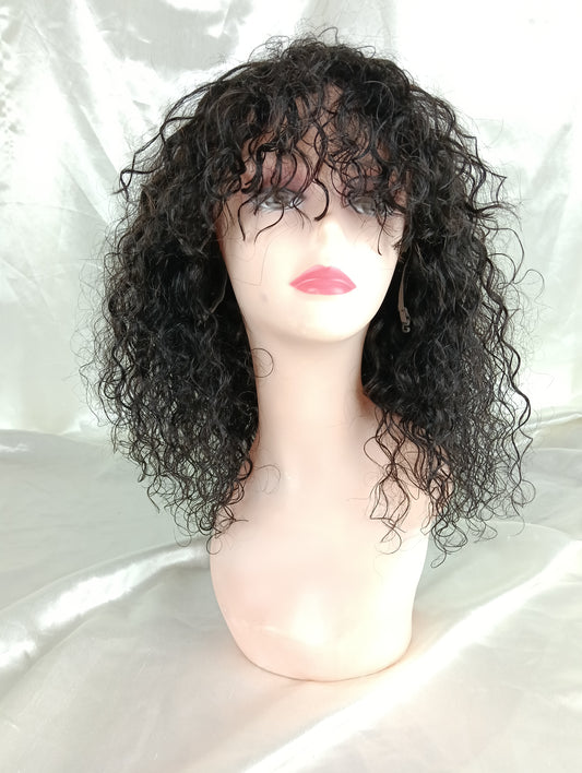 Perruque kinky curly à frange