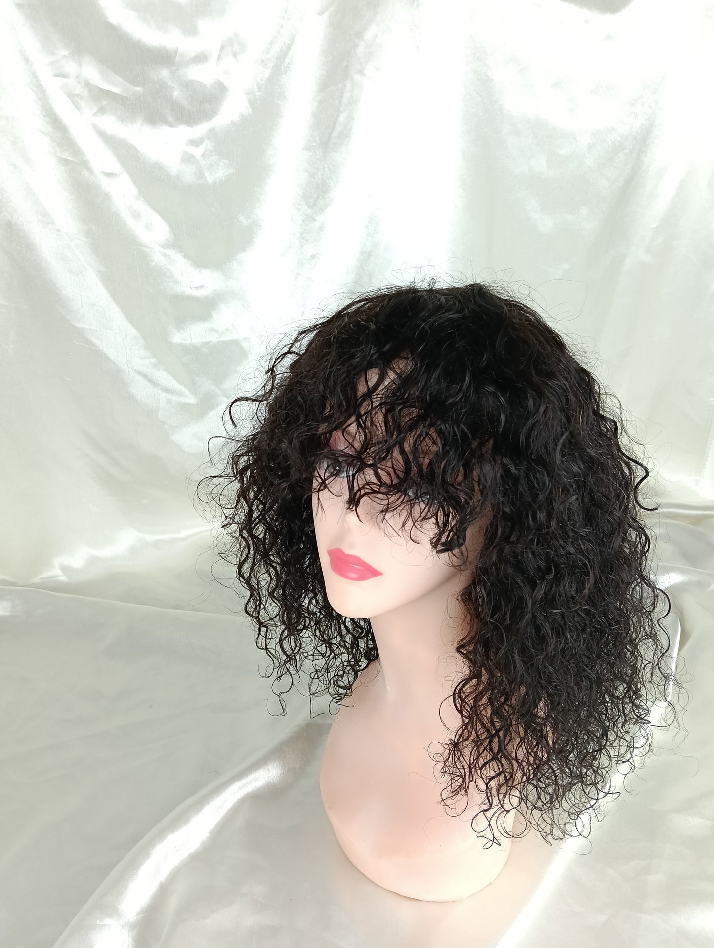 Perruque kinky curly à frange