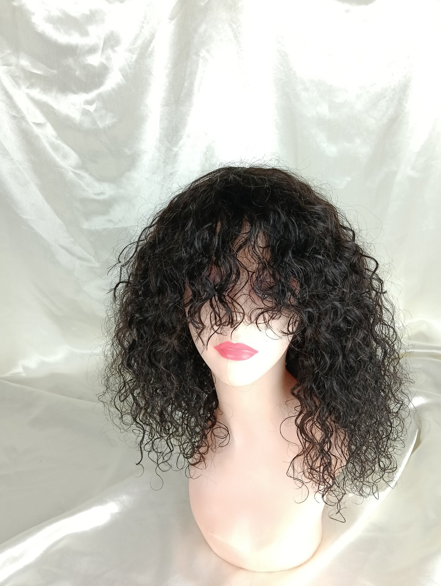Perruque kinky curly à frange